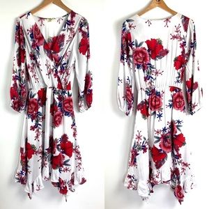 Floral Faux Wrap Dress